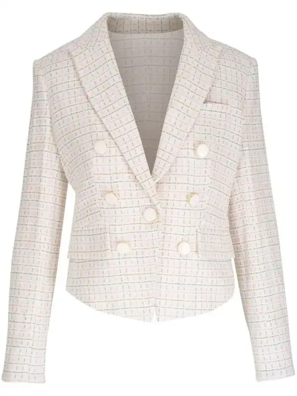Veronica Beard Cream Tweed Double-Breasted Blazer